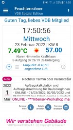VDB-Feuchterechner APP als Spezial-Edition iOS